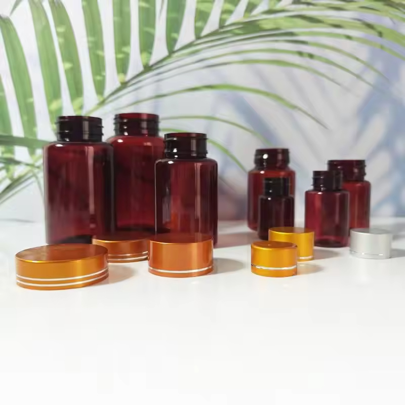 Empty Customize 60ml - 250ml Amber Plastic Dauber Bottles with Screw Cap For Cream Gel Cosmetic Packaging PET Cosmetic Bottle